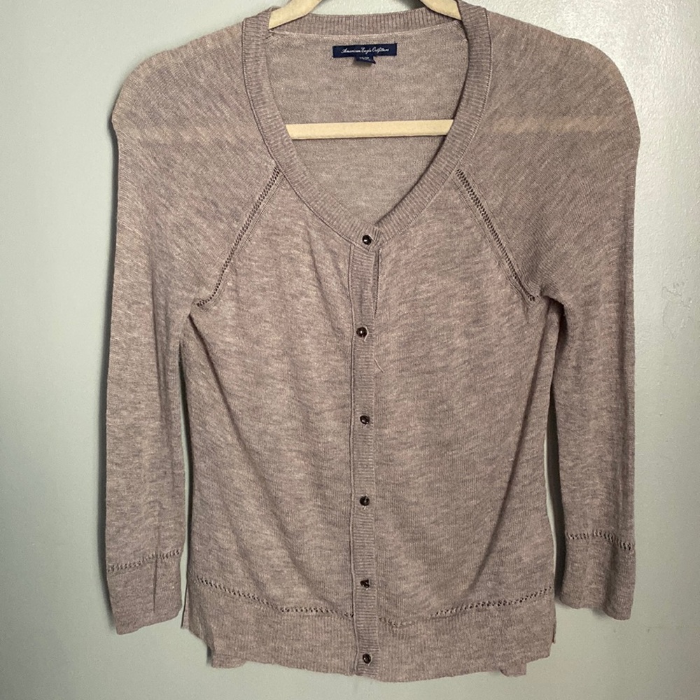 American Eagle Tan Cardigan Sweater XS